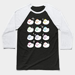 Rainbow Chicken Grid Kawaii Art Baseball T-Shirt